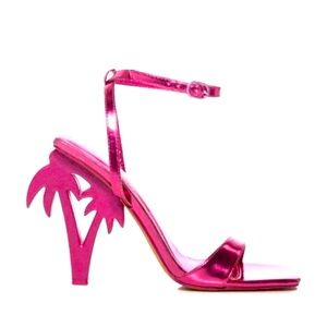 Azela Wang Pink Palm Tree Heels NIB